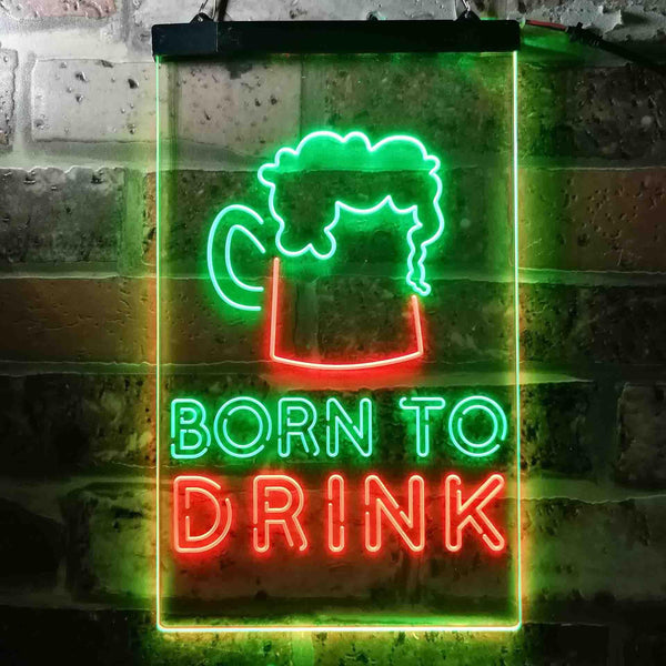 ADVPRO Born to Drink Man Cave Bar  Dual Color LED Neon Sign st6-i3678 - Green & Red