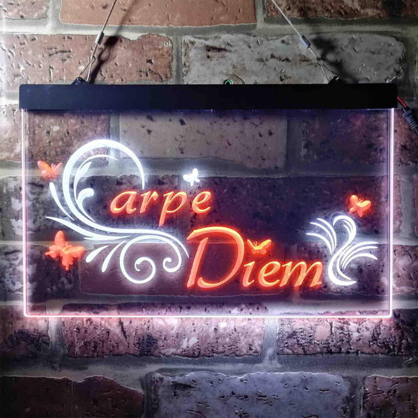 ADVPRO Carpe Diem Seize The Day Quote Bedroom Dual Color LED Neon Sign st6-i3679 - White & Orange