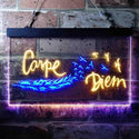 ADVPRO Carpe Diem Seize The Day Feather Pigeon Dual Color LED Neon Sign st6-i3680 - Blue & Yellow