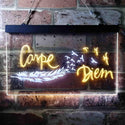 ADVPRO Carpe Diem Seize The Day Feather Pigeon Dual Color LED Neon Sign st6-i3680 - White & Yellow