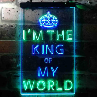 ADVPRO I am The King of My World Bedroom Decoration  Dual Color LED Neon Sign st6-i3683 - Green & Blue