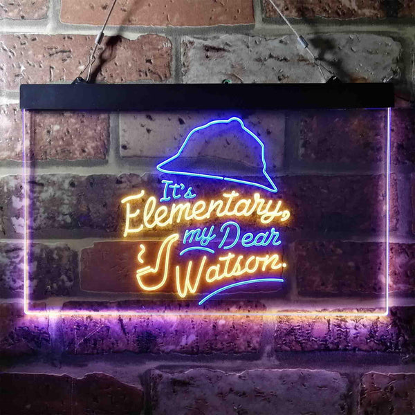 ADVPRO It's Elementary My Dear Watson Humor Room Dual Color LED Neon Sign st6-i3685 - Blue & Yellow