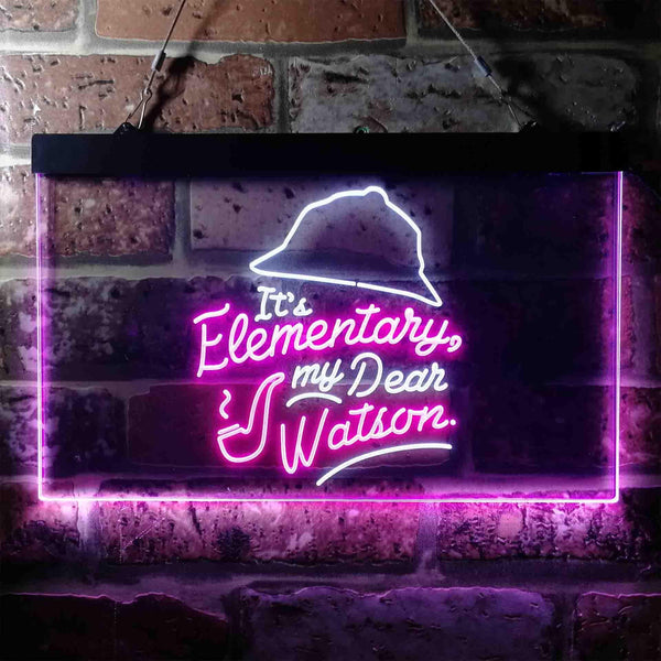 ADVPRO It's Elementary My Dear Watson Humor Room Dual Color LED Neon Sign st6-i3685 - White & Purple