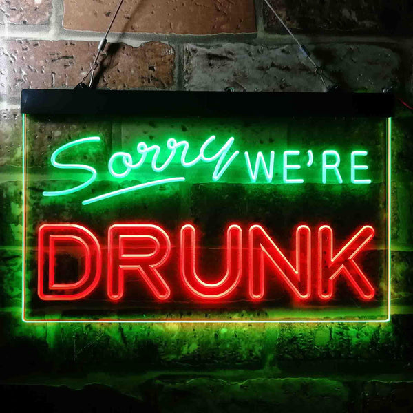 ADVPRO Sorry We're Drunk Humor Bar Funny Dual Color LED Neon Sign st6-i3686 - Green & Red