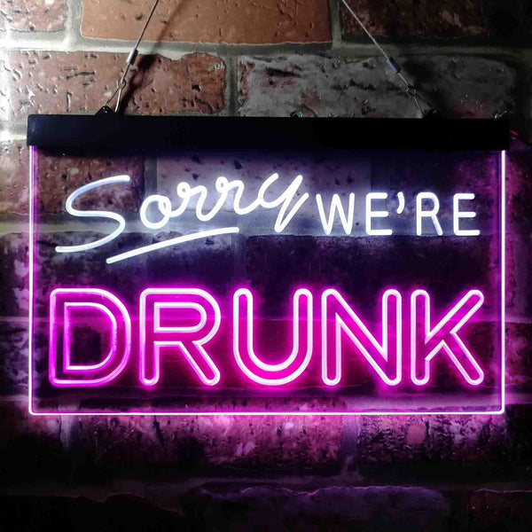 ADVPRO Sorry We're Drunk Humor Bar Funny Dual Color LED Neon Sign st6-i3686 - White & Purple