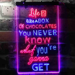 ADVPRO Life is Like a Box of Chocolate Daily Quotes  Dual Color LED Neon Sign st6-i3687 - Blue & Red