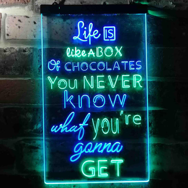 ADVPRO Life is Like a Box of Chocolate Daily Quotes  Dual Color LED Neon Sign st6-i3687 - Green & Blue
