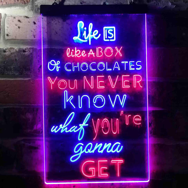 ADVPRO Life is Like a Box of Chocolate Daily Quotes  Dual Color LED Neon Sign st6-i3687 - Red & Blue