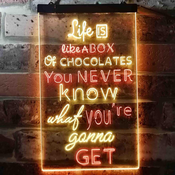 ADVPRO Life is Like a Box of Chocolate Daily Quotes  Dual Color LED Neon Sign st6-i3687 - Red & Yellow