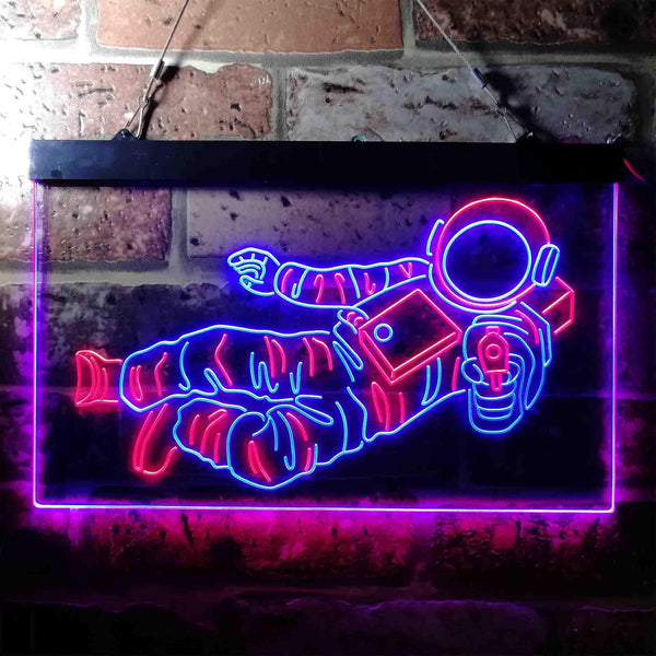 ADVPRO Astronaut Fire Space Rocket Kid Room Bedroom Dual Color LED Neon Sign st6-i3692 - Red & Blue