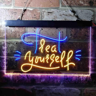ADVPRO Treat Yourself Room Decoration Dual Color LED Neon Sign st6-i3695 - Blue & Yellow