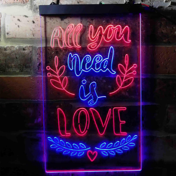 ADVPRO All You Need is Love Bedroom  Dual Color LED Neon Sign st6-i3698 - Blue & Red