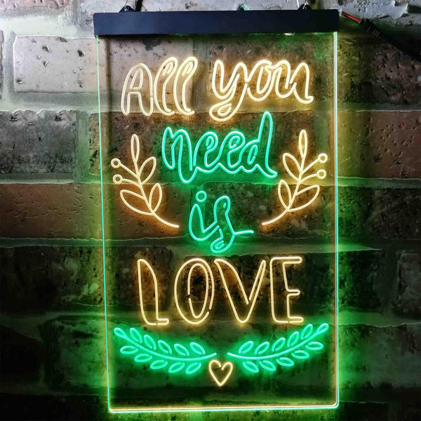 ADVPRO All You Need is Love Bedroom  Dual Color LED Neon Sign st6-i3698 - Green & Yellow