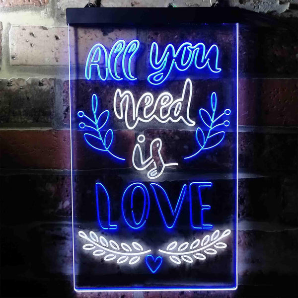 ADVPRO All You Need is Love Bedroom  Dual Color LED Neon Sign st6-i3698 - White & Blue