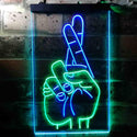 ADVPRO Crossed Fingers for Good Luck  Dual Color LED Neon Sign st6-i3699 - Green & Blue
