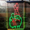 ADVPRO Crossed Fingers for Good Luck  Dual Color LED Neon Sign st6-i3699 - Green & Red