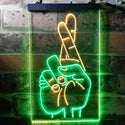 ADVPRO Crossed Fingers for Good Luck  Dual Color LED Neon Sign st6-i3699 - Green & Yellow