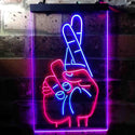 ADVPRO Crossed Fingers for Good Luck  Dual Color LED Neon Sign st6-i3699 - Red & Blue
