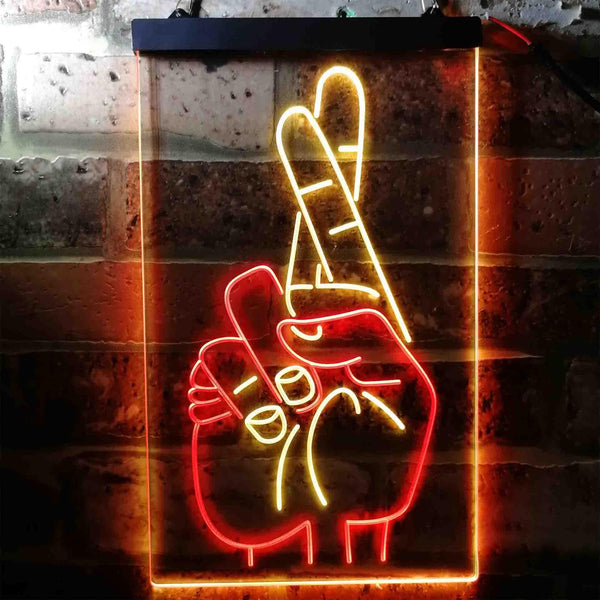 ADVPRO Crossed Fingers for Good Luck  Dual Color LED Neon Sign st6-i3699 - Red & Yellow