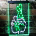 ADVPRO Crossed Fingers for Good Luck  Dual Color LED Neon Sign st6-i3699 - White & Green