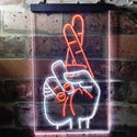 ADVPRO Crossed Fingers for Good Luck  Dual Color LED Neon Sign st6-i3699 - White & Orange