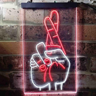 ADVPRO Crossed Fingers for Good Luck  Dual Color LED Neon Sign st6-i3699 - White & Red