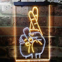 ADVPRO Crossed Fingers for Good Luck  Dual Color LED Neon Sign st6-i3699 - White & Yellow