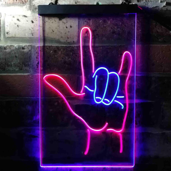 ADVPRO Rock and Roll Hand Music Metal Bar  Dual Color LED Neon Sign st6-i3700 - Blue & Red