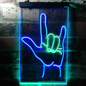 ADVPRO Rock and Roll Hand Music Metal Bar  Dual Color LED Neon Sign st6-i3700 - Green & Blue