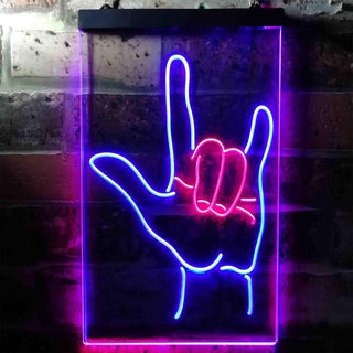 ADVPRO Rock and Roll Hand Music Metal Bar  Dual Color LED Neon Sign st6-i3700 - Red & Blue
