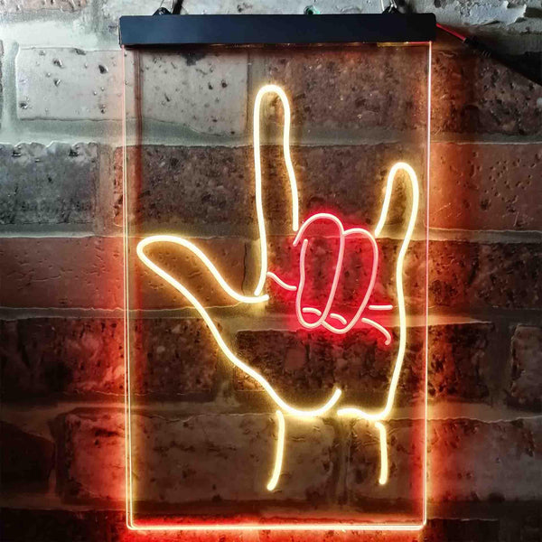 ADVPRO Rock and Roll Hand Music Metal Bar  Dual Color LED Neon Sign st6-i3700 - Red & Yellow