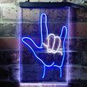 ADVPRO Rock and Roll Hand Music Metal Bar  Dual Color LED Neon Sign st6-i3700 - White & Blue