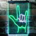 ADVPRO Rock and Roll Hand Music Metal Bar  Dual Color LED Neon Sign st6-i3700 - White & Green