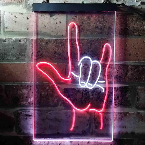 ADVPRO Rock and Roll Hand Music Metal Bar  Dual Color LED Neon Sign st6-i3700 - White & Red