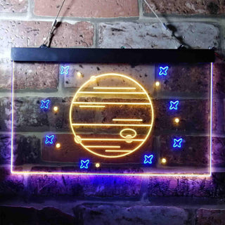 ADVPRO Jupiter Planet Galaxy Space Kid Room Dual Color LED Neon Sign st6-i3701 - Blue & Yellow