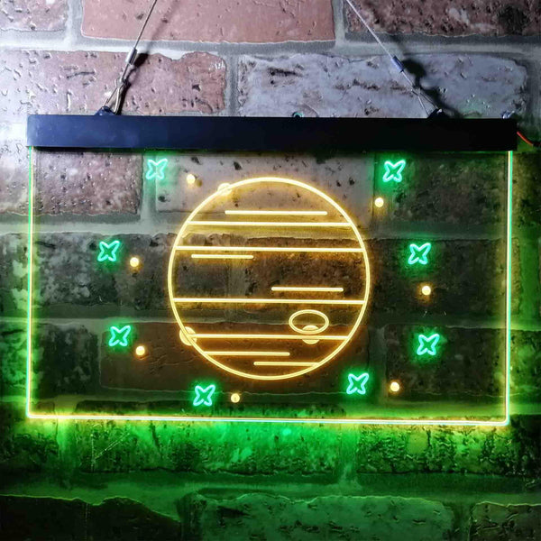 ADVPRO Jupiter Planet Galaxy Space Kid Room Dual Color LED Neon Sign st6-i3701 - Green & Yellow