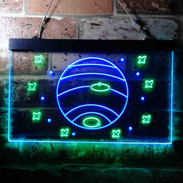 ADVPRO Neptune Planet Galaxy Space Kid Room Dual Color LED Neon Sign st6-i3703 - Green & Blue
