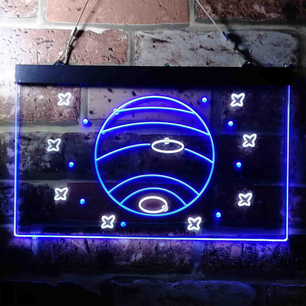 ADVPRO Neptune Planet Galaxy Space Kid Room Dual Color LED Neon Sign st6-i3703 - White & Blue