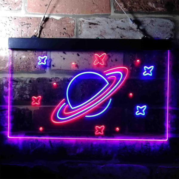 ADVPRO Saturn Planet Wings Galaxy Space Kid Room Dual Color LED Neon Sign st6-i3704 - Blue & Red