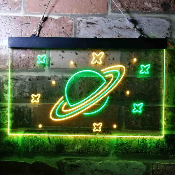 ADVPRO Saturn Planet Wings Galaxy Space Kid Room Dual Color LED Neon Sign st6-i3704 - Green & Yellow