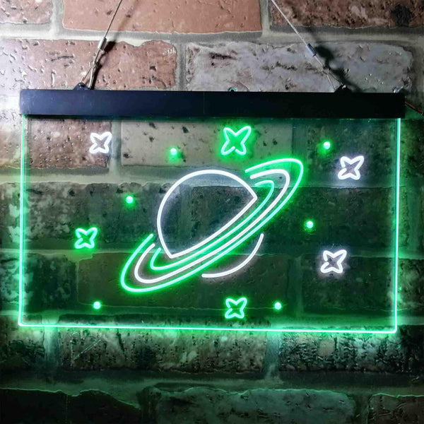 ADVPRO Saturn Planet Wings Galaxy Space Kid Room Dual Color LED Neon Sign st6-i3704 - White & Green