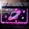 ADVPRO Saturn Planet Wings Galaxy Space Kid Room Dual Color LED Neon Sign st6-i3704 - White & Purple
