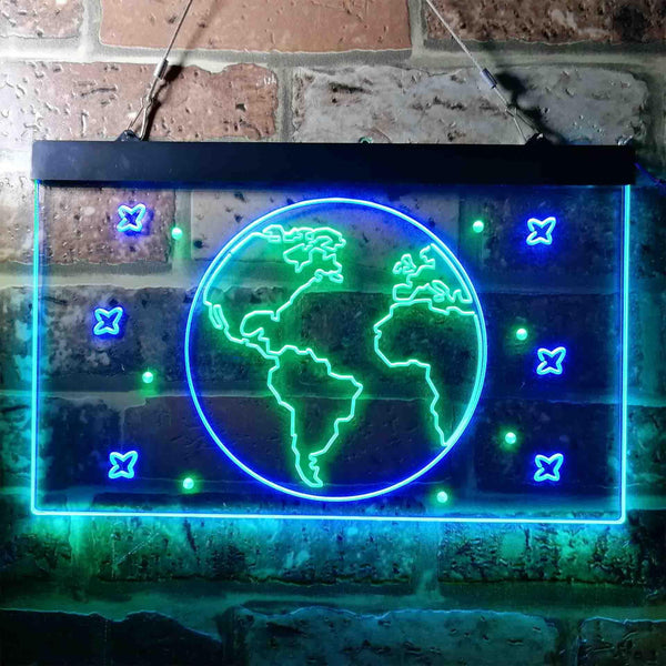 ADVPRO The Earth Planet Galaxy Space Kid Room Dual Color LED Neon Sign st6-i3705 - Green & Blue