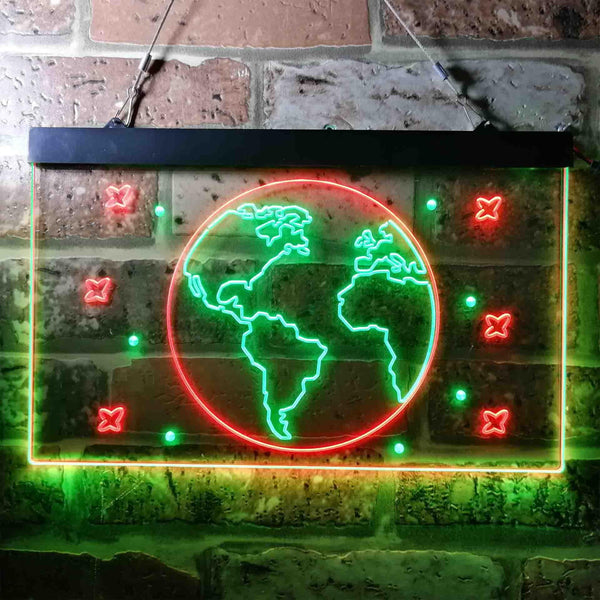 ADVPRO The Earth Planet Galaxy Space Kid Room Dual Color LED Neon Sign st6-i3705 - Green & Red