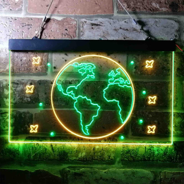 ADVPRO The Earth Planet Galaxy Space Kid Room Dual Color LED Neon Sign st6-i3705 - Green & Yellow