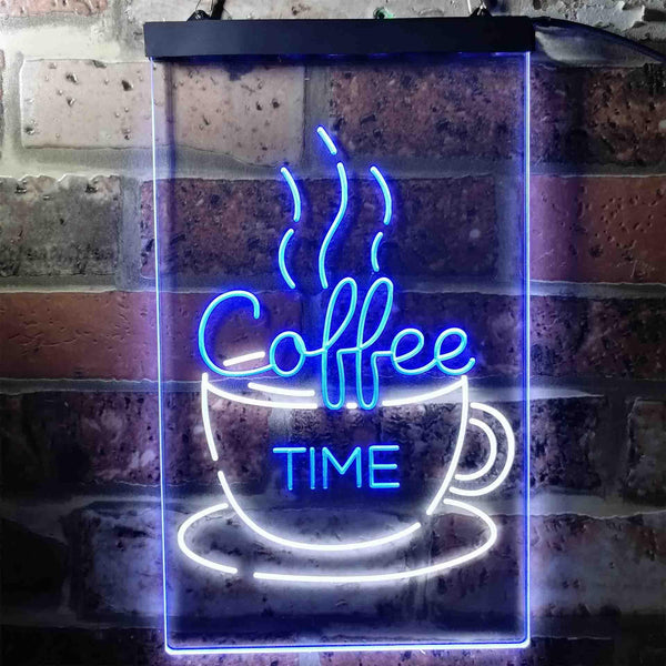 ADVPRO Coffee Time Cup Shop Cafe  Dual Color LED Neon Sign st6-i3708 - White & Blue