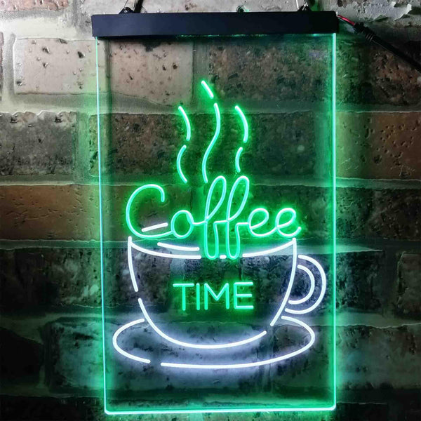 ADVPRO Coffee Time Cup Shop Cafe  Dual Color LED Neon Sign st6-i3708 - White & Green