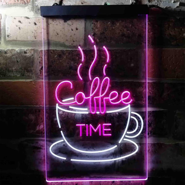 ADVPRO Coffee Time Cup Shop Cafe  Dual Color LED Neon Sign st6-i3708 - White & Purple