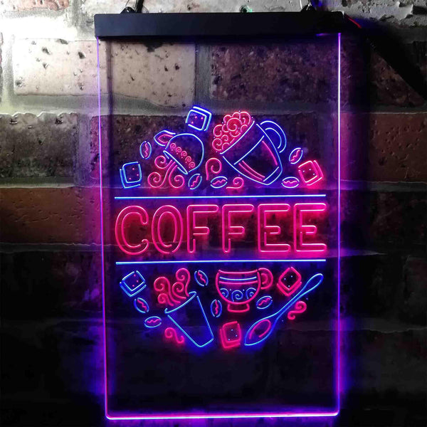 ADVPRO Coffee Cafe Decoration  Dual Color LED Neon Sign st6-i3710 - Blue & Red