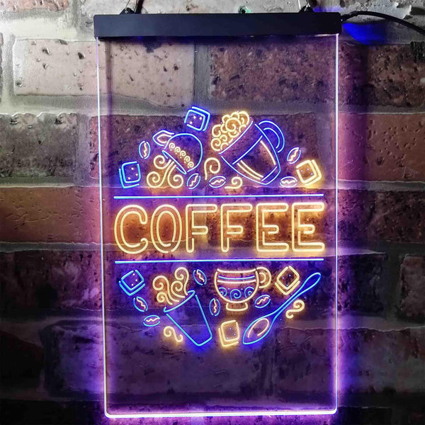 ADVPRO Coffee Cafe Decoration  Dual Color LED Neon Sign st6-i3710 - Blue & Yellow
